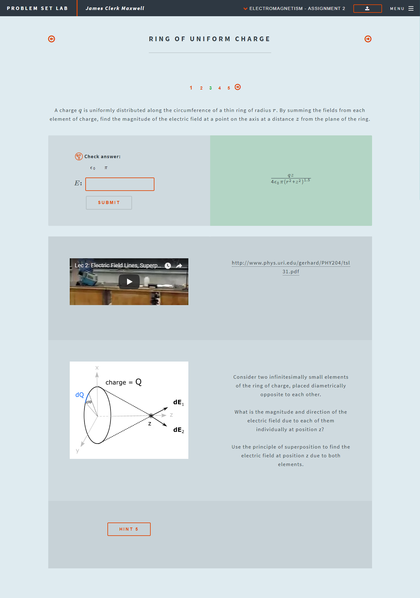 Example of a problemsetlab.com question